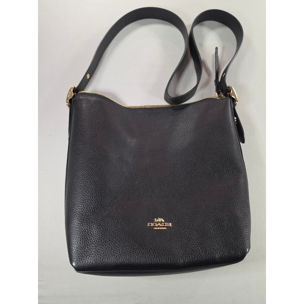 Coach Emery Crossbody Bag Black Pebbled Leather Gold Hardware C2828